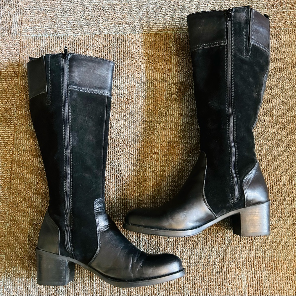 La Canadienne Black Suede Passion Equestrian Knee High Waterproof Boots, size 8M - Picture 5 of 12